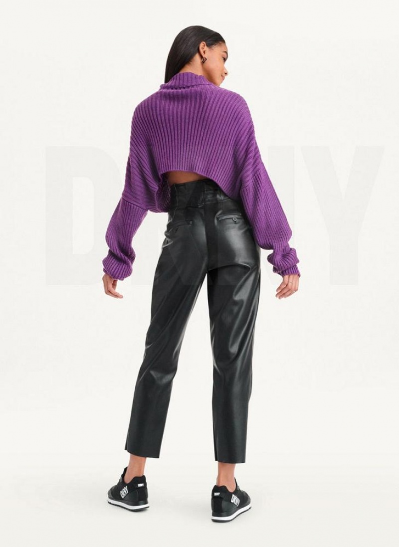 DKNY Cropped Turtleneck Women's Sweaters Purple | Ireland_D0168