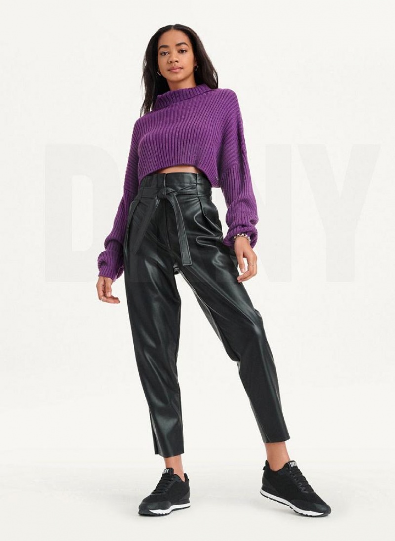 DKNY Cropped Turtleneck Women's Sweaters Purple | Ireland_D0168