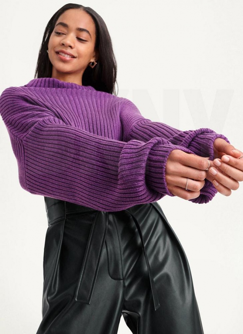 DKNY Cropped Turtleneck Women's Sweaters Purple | Ireland_D0168