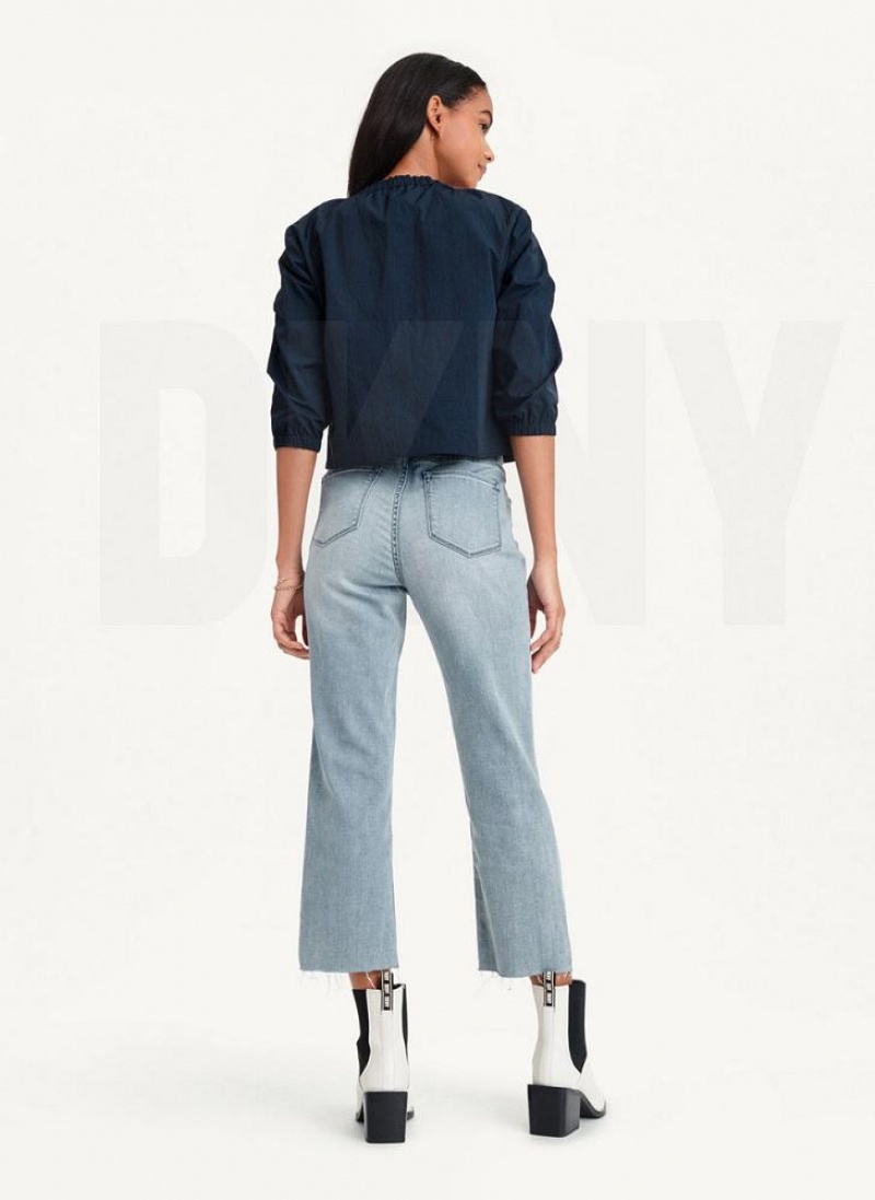 DKNY Cropped With Elastic Collar Women's Jackets Blue | Ireland_D1230