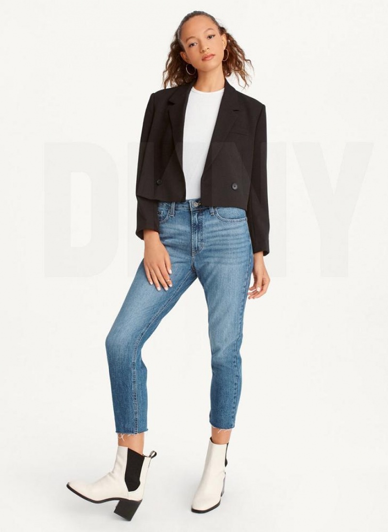 DKNY Cropped Women's Blazers Black | Ireland_D0507