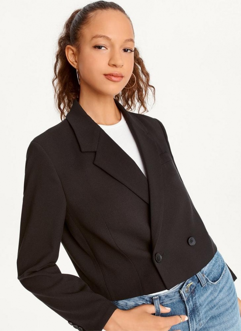 DKNY Cropped Women's Blazers Black | Ireland_D0507