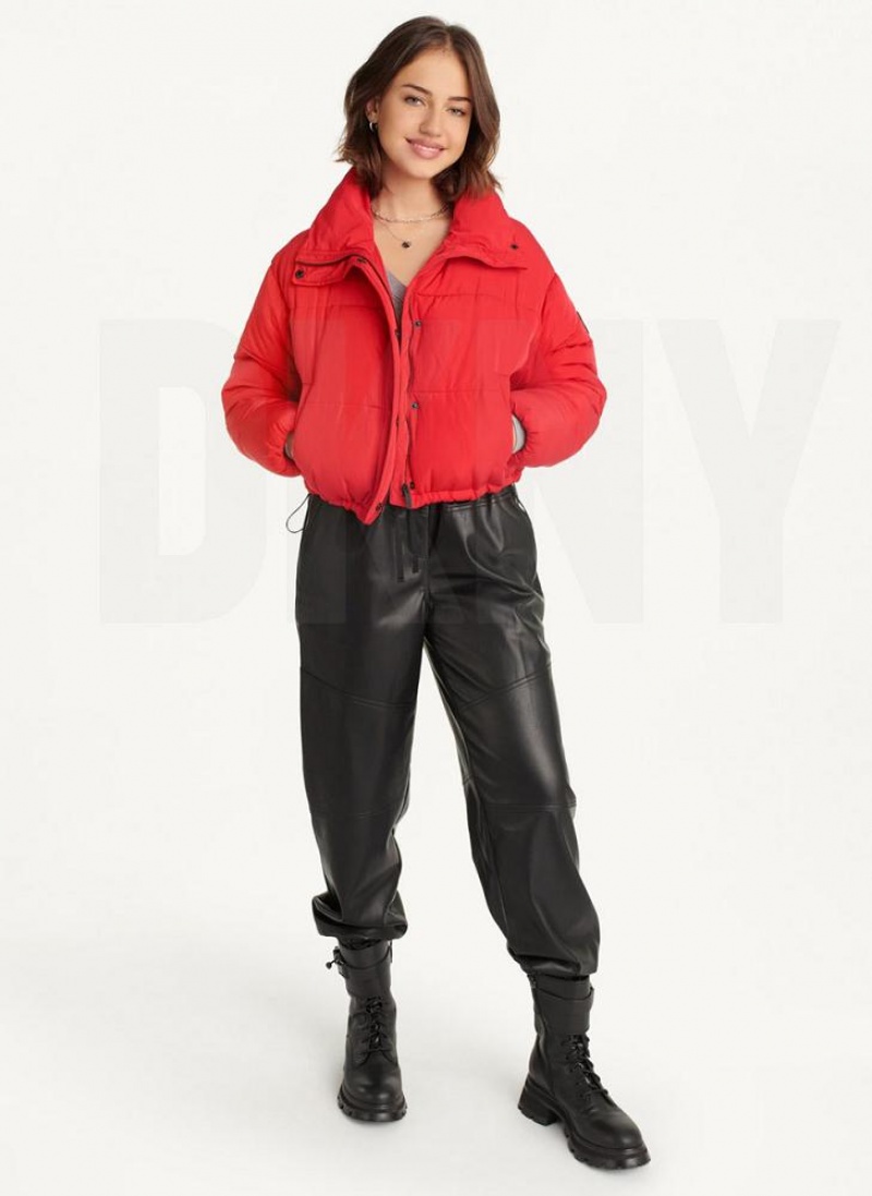 DKNY Cropped Women's Puffer Jacket Red | Ireland_D0322