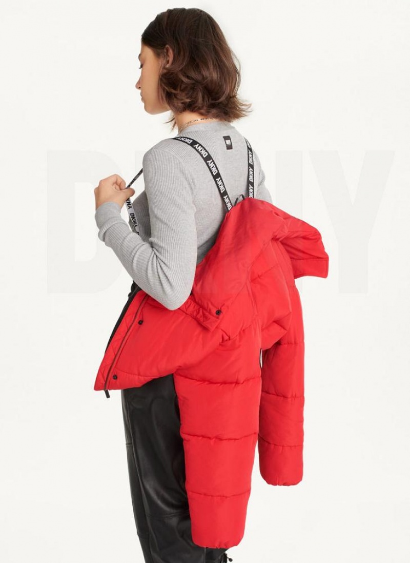 DKNY Cropped Women's Puffer Jacket Red | Ireland_D0322