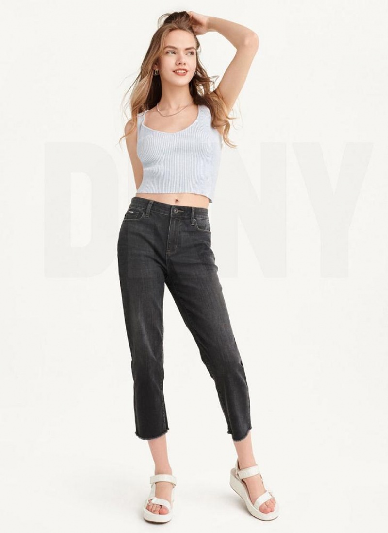 DKNY Cropped Women's Tank Top Blue | Ireland_D0336