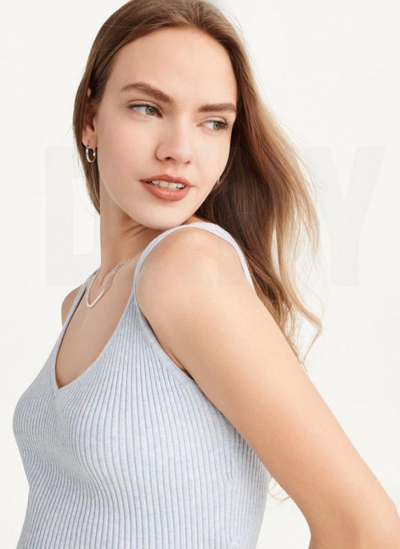 DKNY Cropped Women's Tank Top Blue | Ireland_D0336