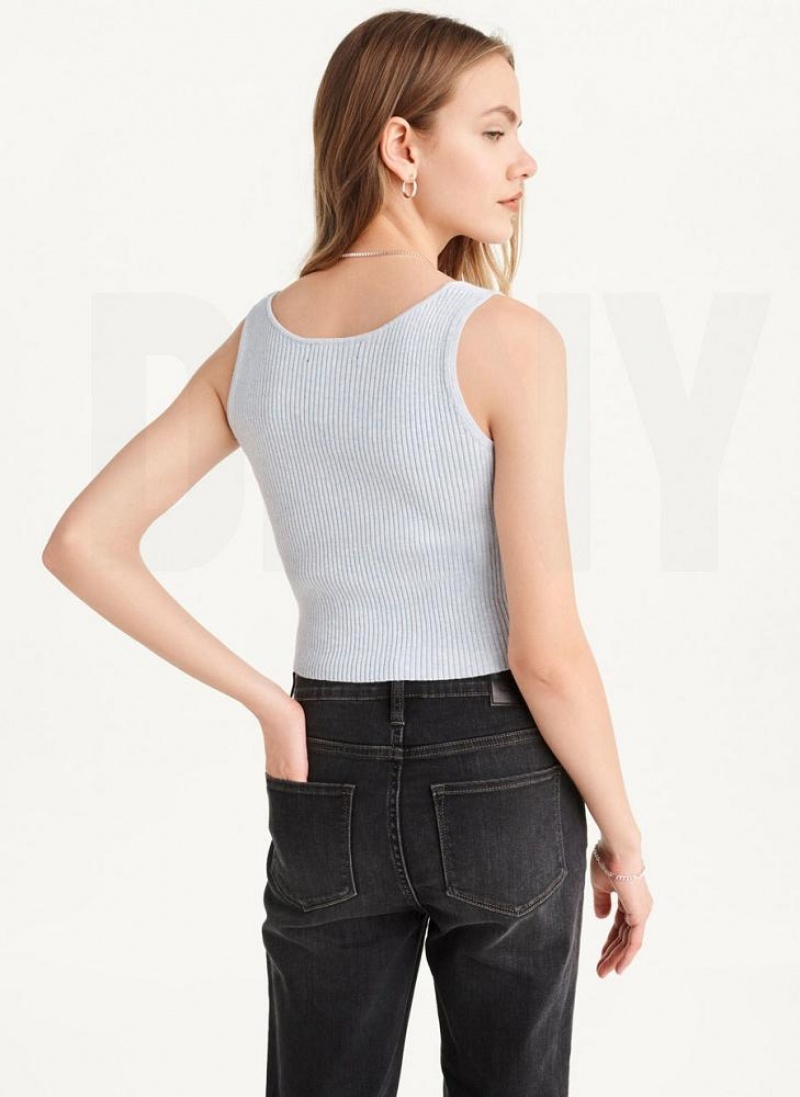 DKNY Cropped Women's Tank Top Blue | Ireland_D0336