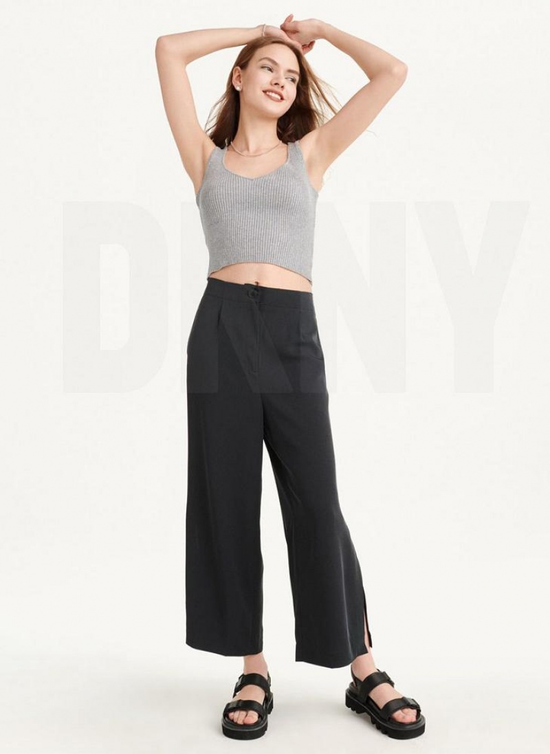 DKNY Cropped Women's Tank Top Grey | Ireland_D1195