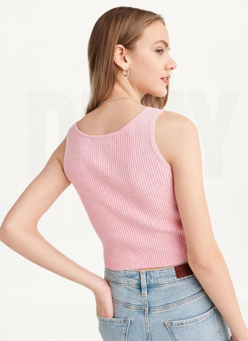 DKNY Cropped Women's Tank Top Pink | Ireland_D1903