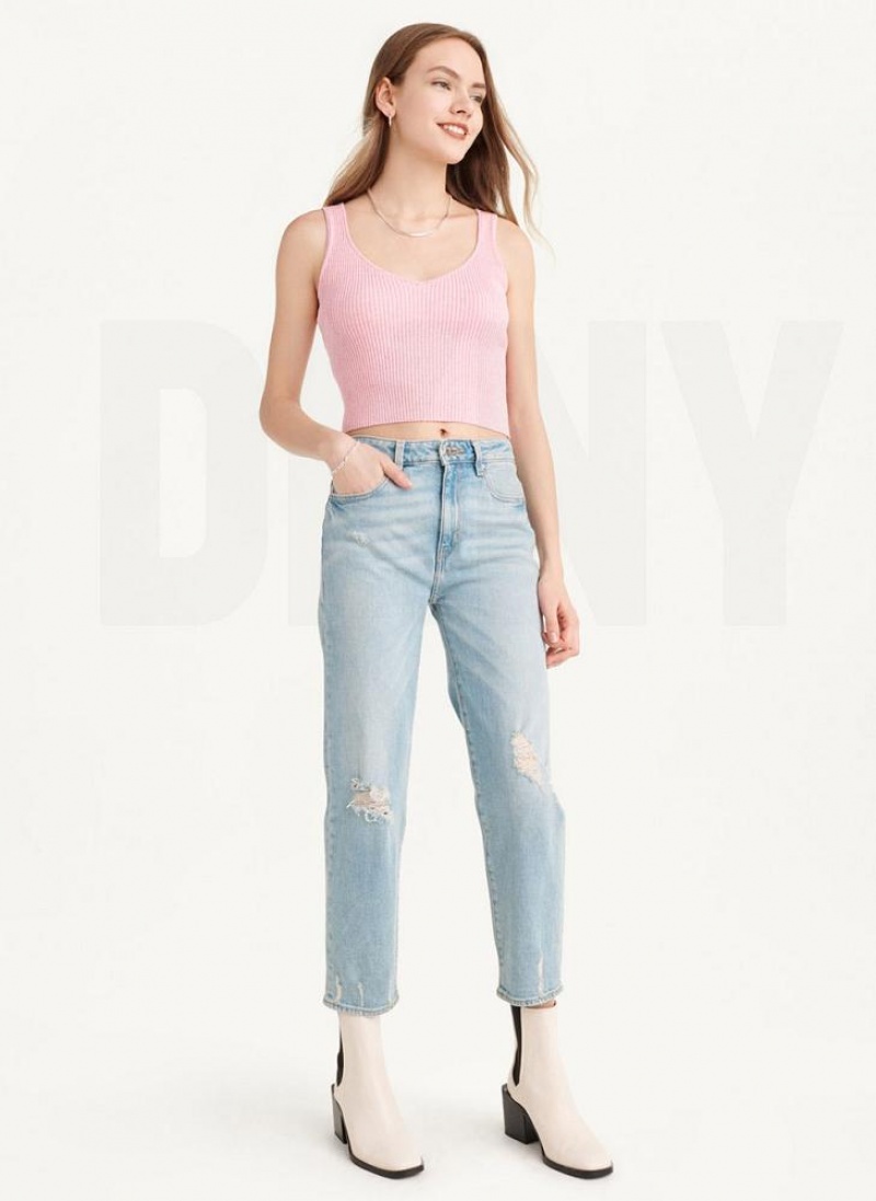 DKNY Cropped Women's Tank Top Pink | Ireland_D1903