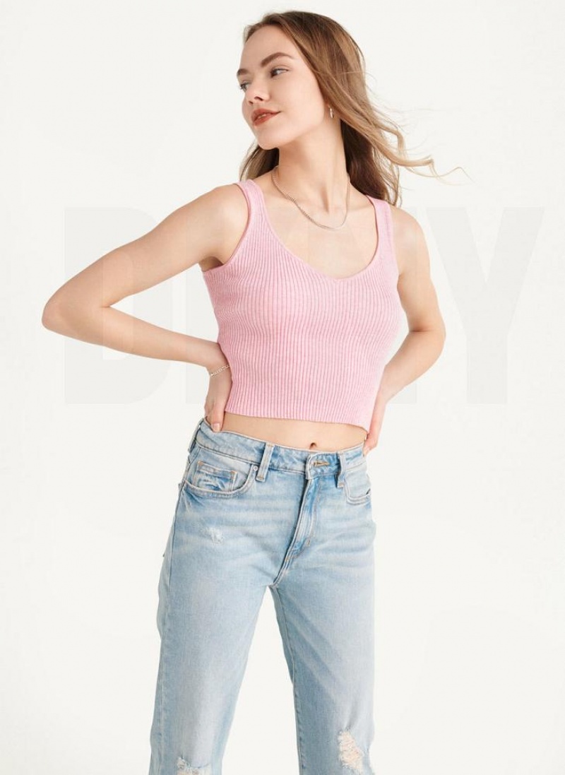 DKNY Cropped Women's Tank Top Pink | Ireland_D1903