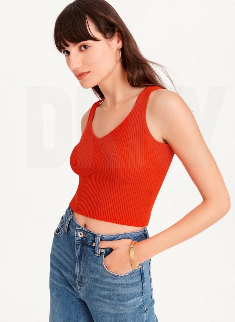 DKNY Cropped Women's Tank Top Red | Ireland_D0610