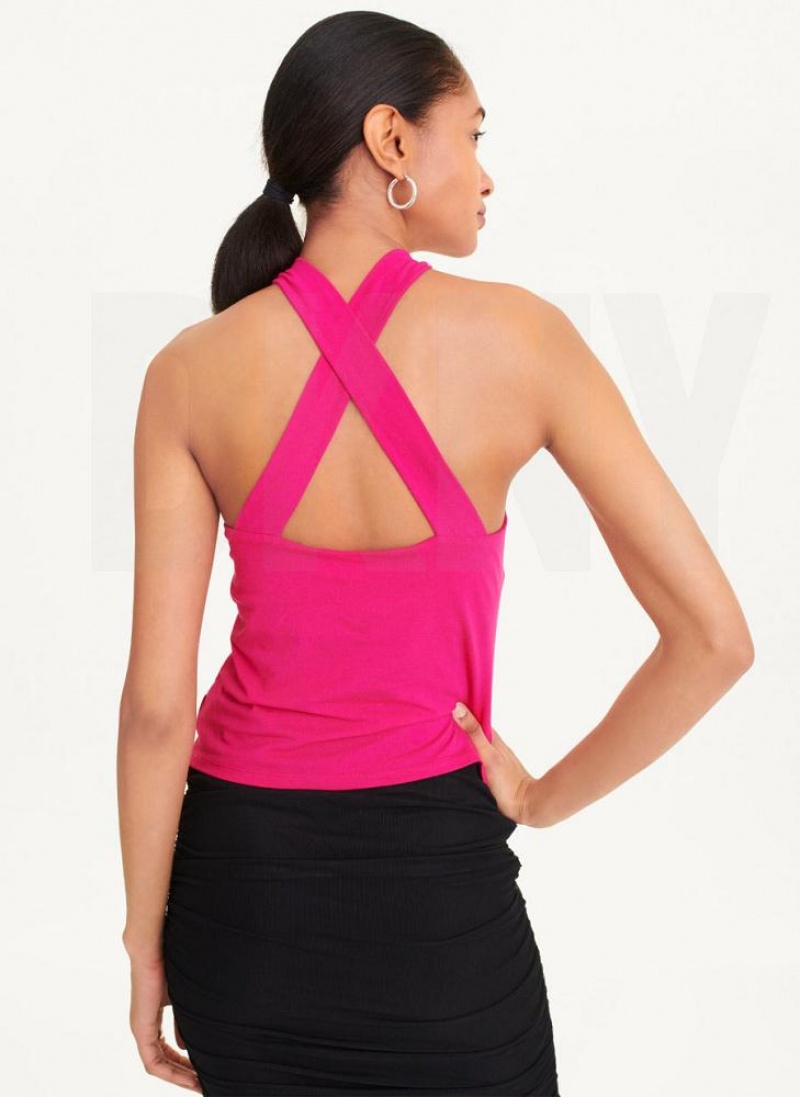 DKNY Crossover Women's Tank Top Pink | Ireland_D1308