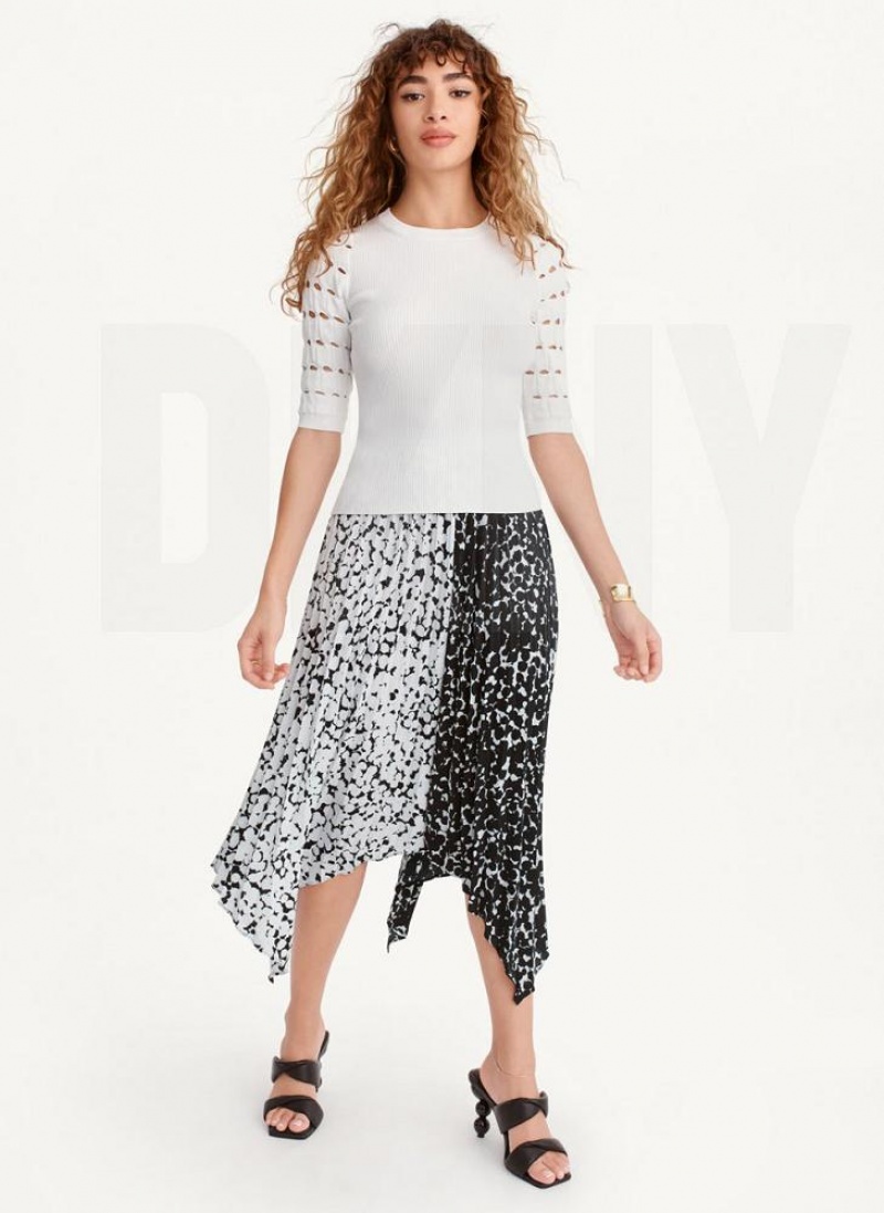 DKNY Cut Out Sleeve Women's Sweaters White | Ireland_D0274