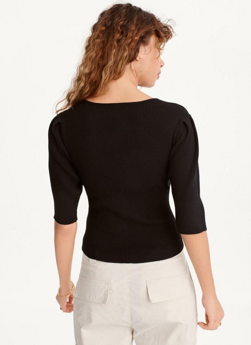 DKNY Cut Out Women's Sweaters Black | Ireland_D1846