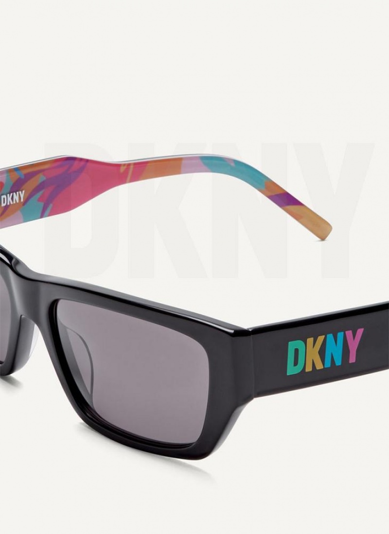 DKNY DKNY Pride Rectangle Women's Sunglasses Black | Ireland_D1281