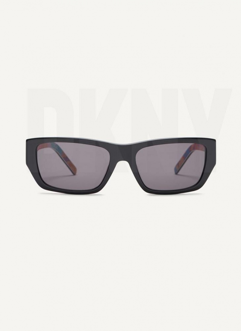 DKNY DKNY Pride Rectangle Women\'s Sunglasses Black | Ireland_D1281