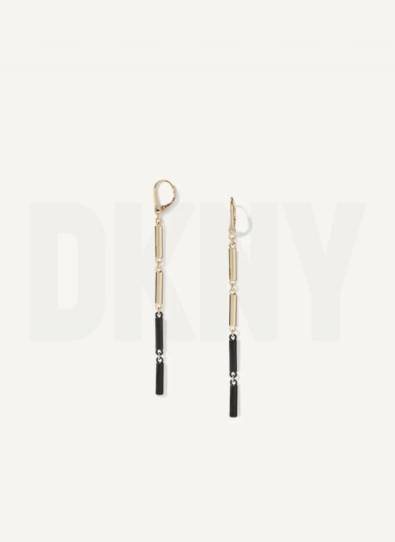 DKNY Dangly Two Tone Women's Earrings Gold | Ireland_D0769