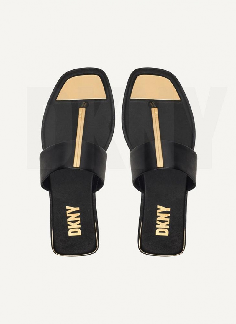 DKNY Deja - Flat Thong Women's Flip Flops Black | Ireland_D0626