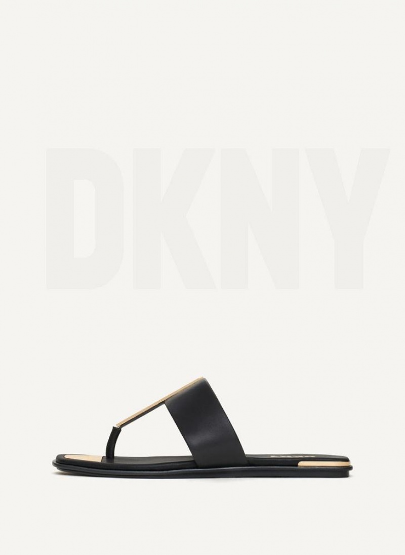 DKNY Deja - Flat Thong Women\'s Flip Flops Black | Ireland_D0626