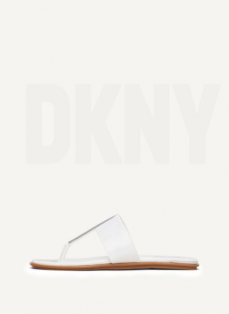 DKNY Deja - Flat Thong Women\'s Flip Flops White | Ireland_D0165