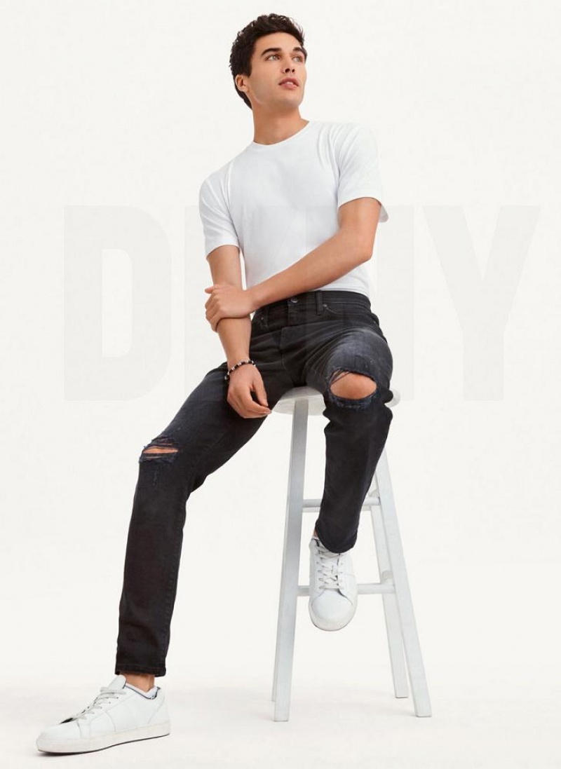 DKNY Destructed Denim Men's Jeans Black | Ireland_D0698