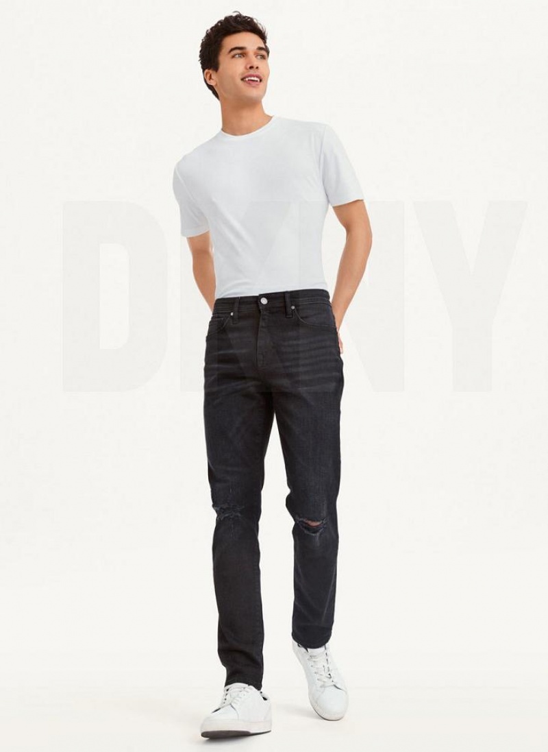 DKNY Destructed Denim Men's Jeans Black | Ireland_D0698