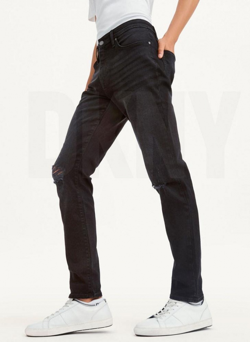 DKNY Destructed Denim Men's Jeans Black | Ireland_D0698