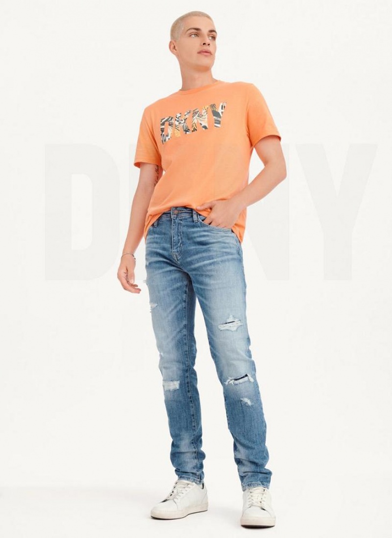 DKNY Destructed Denim Men's Jeans Light Blue | Ireland_D0959