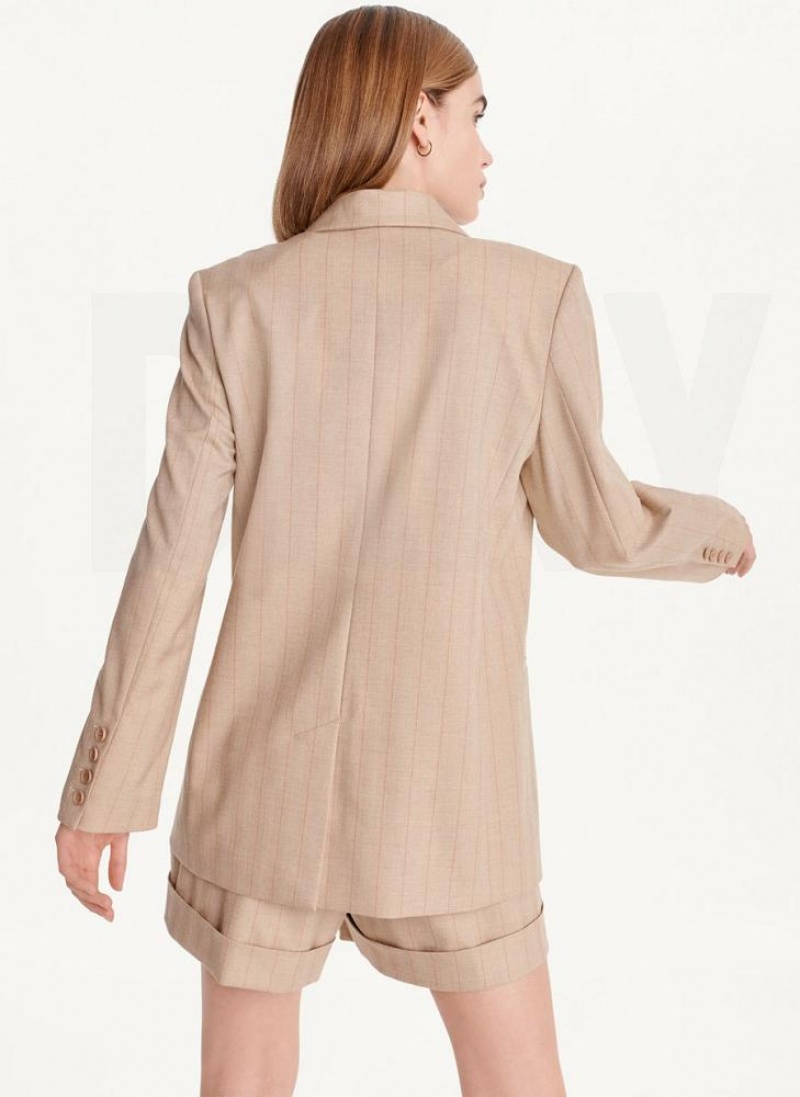 DKNY Double Breasted Stripe Women's Blazers Khaki | Ireland_D0847