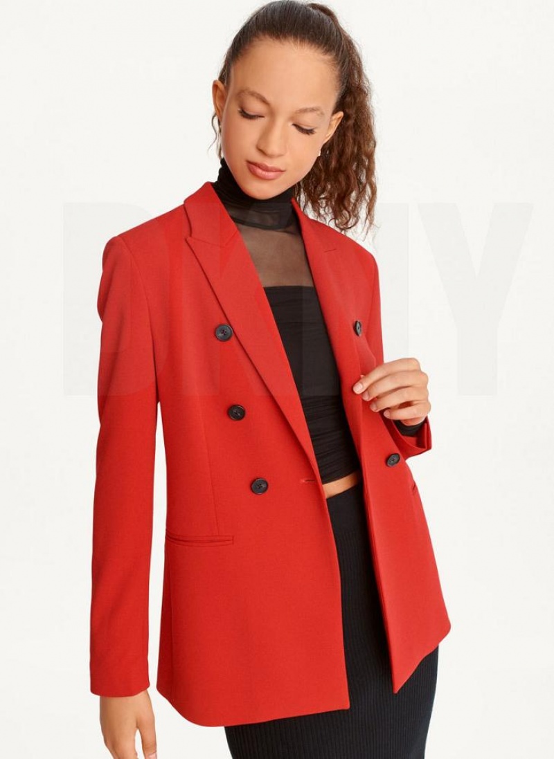 DKNY Double Breasted Women's Blazers Deep Red | Ireland_D0276