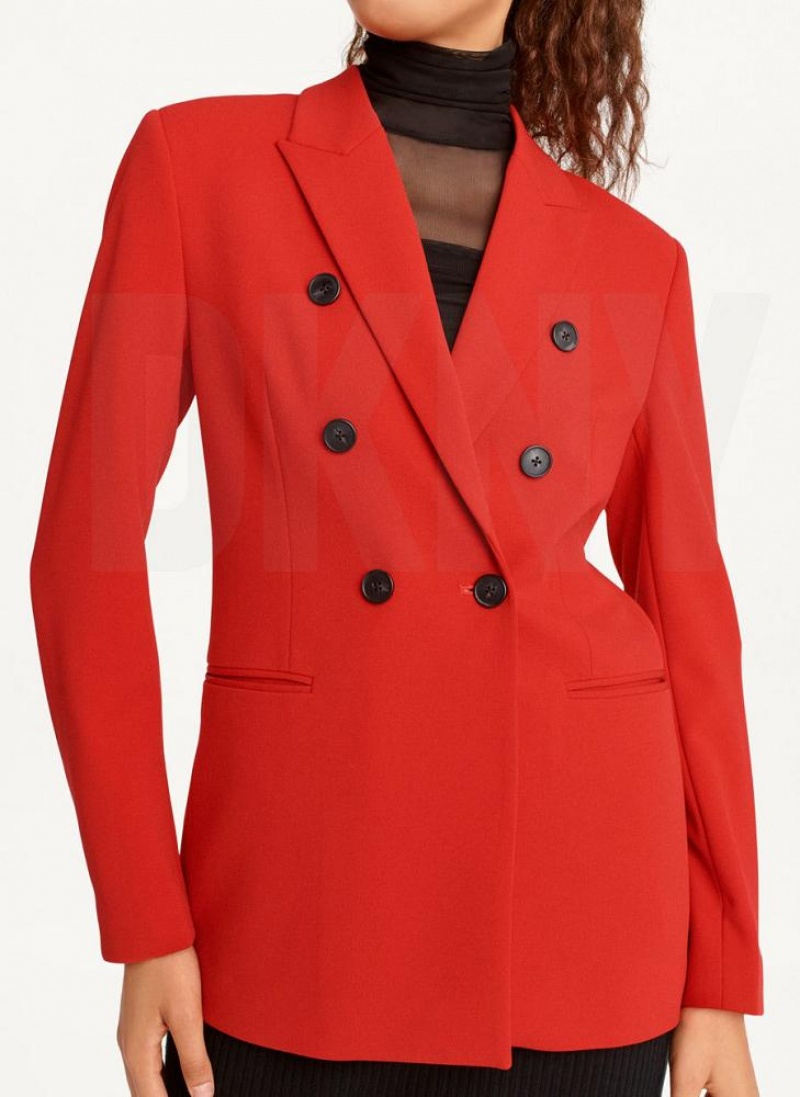 DKNY Double Breasted Women's Blazers Deep Red | Ireland_D0276