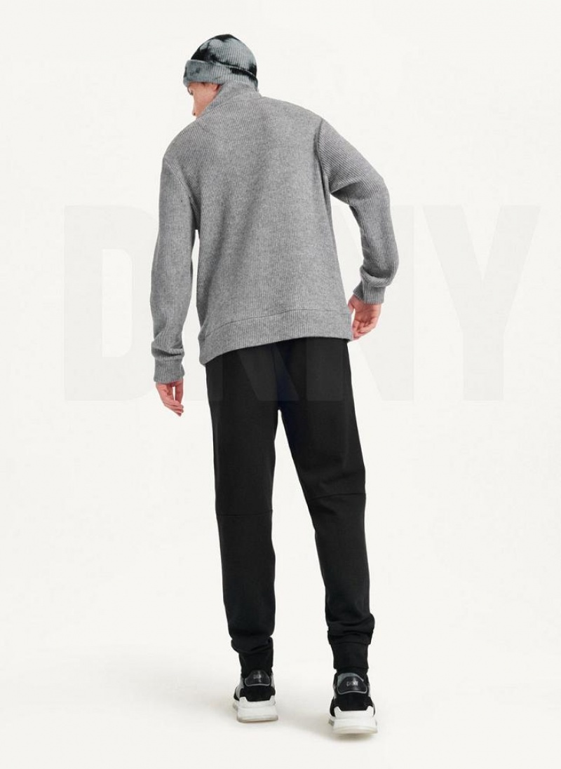 DKNY Double Knit Rib Funnel Neck Men's Sweaters Grey | Ireland_D1163