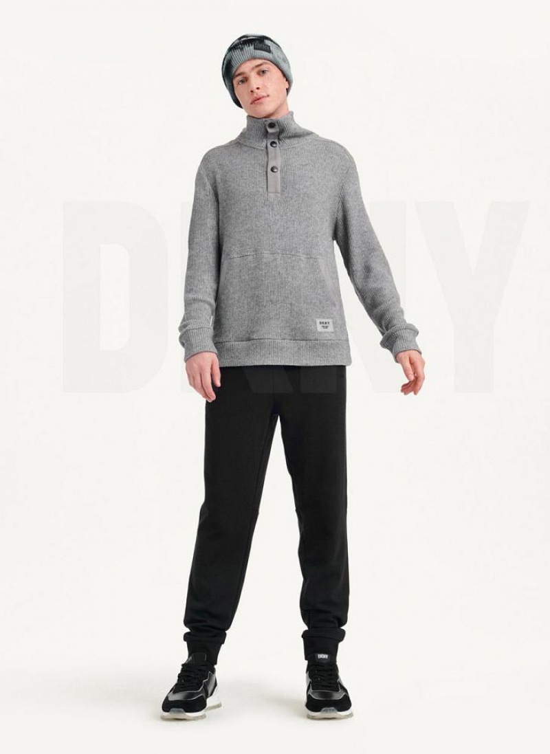 DKNY Double Knit Rib Funnel Neck Men's Sweaters Grey | Ireland_D1163