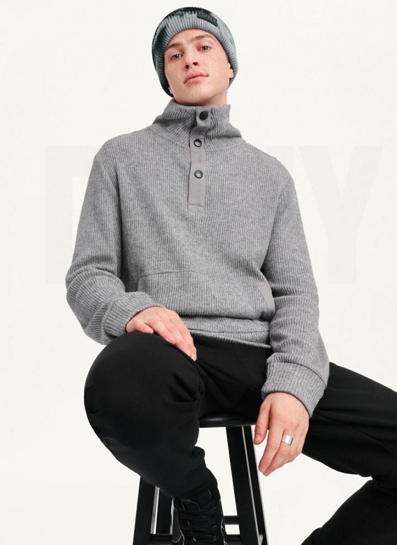 DKNY Double Knit Rib Funnel Neck Men\'s Sweaters Grey | Ireland_D1163