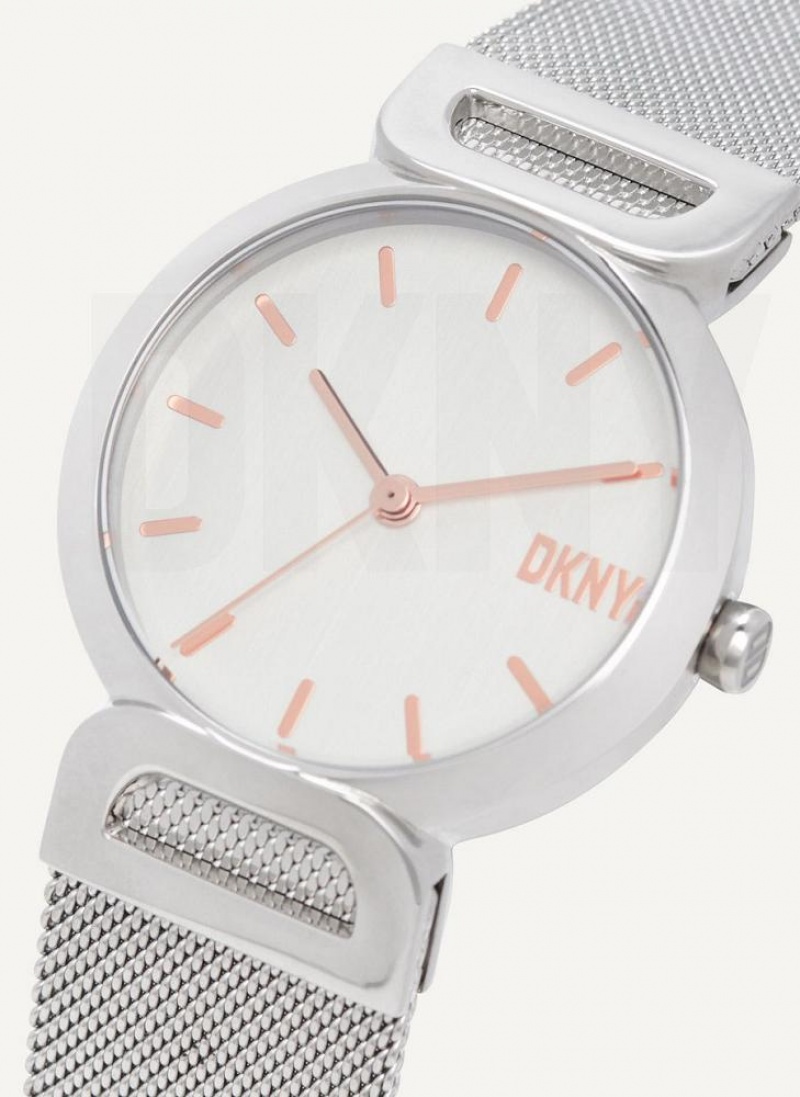 DKNY Downtown Mesh Women's Watches Silver | Ireland_D1544