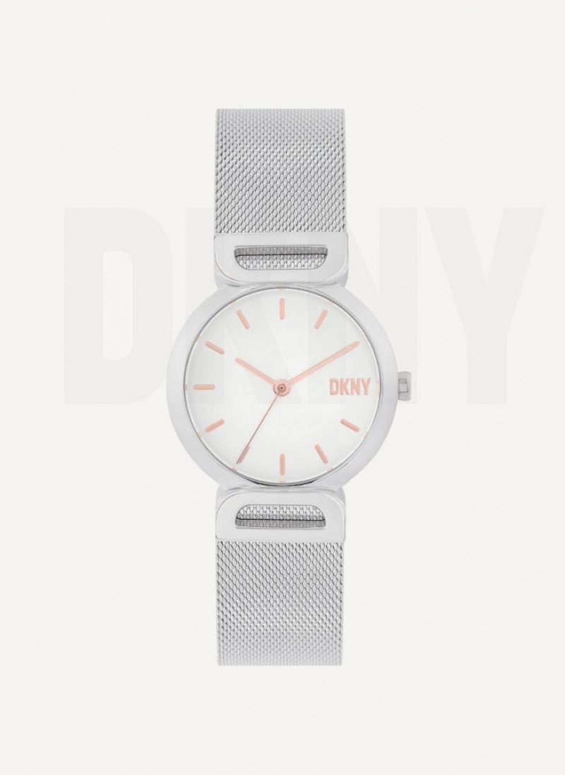 DKNY Downtown Mesh Women\'s Watches Silver | Ireland_D1544