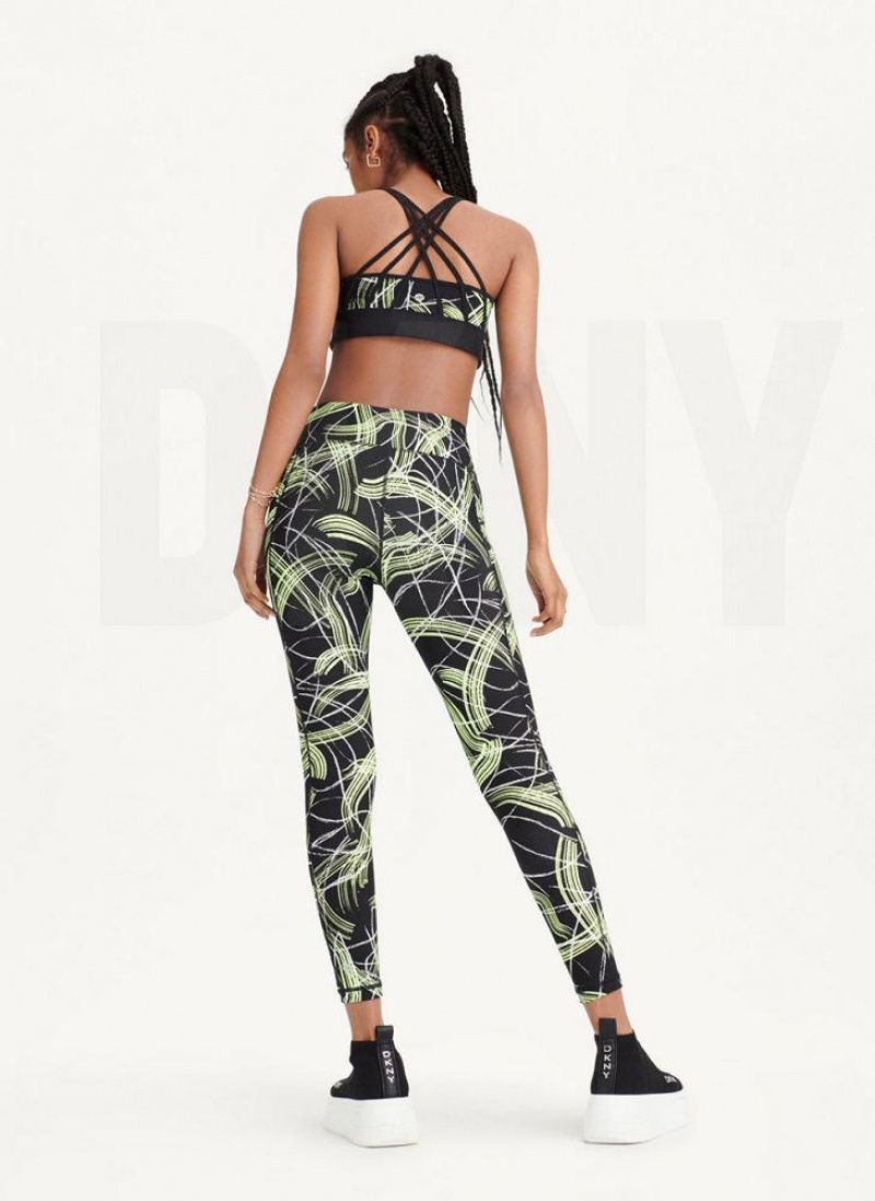 DKNY Electric Shock Print High Waist Women's Leggings Green | Ireland_D1605