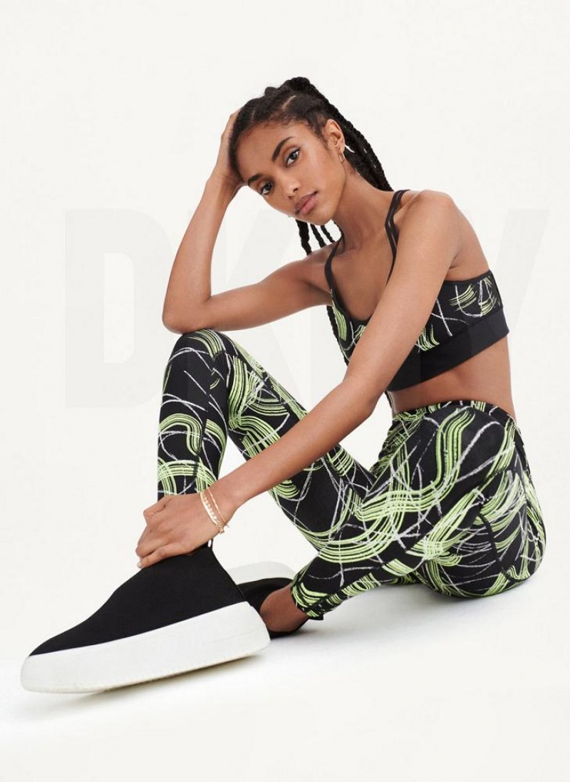 DKNY Electric Shock Print High Waist Women's Leggings Green | Ireland_D1605