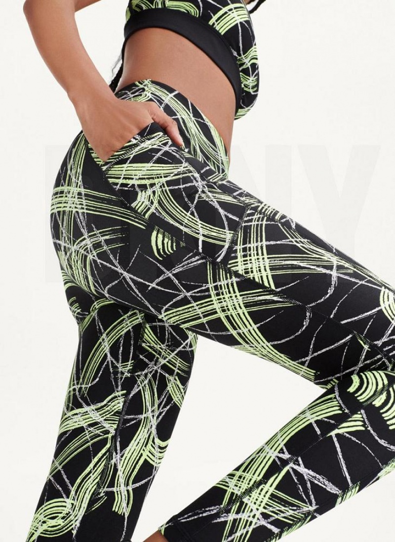 DKNY Electric Shock Print High Waist Women\'s Leggings Green | Ireland_D1605