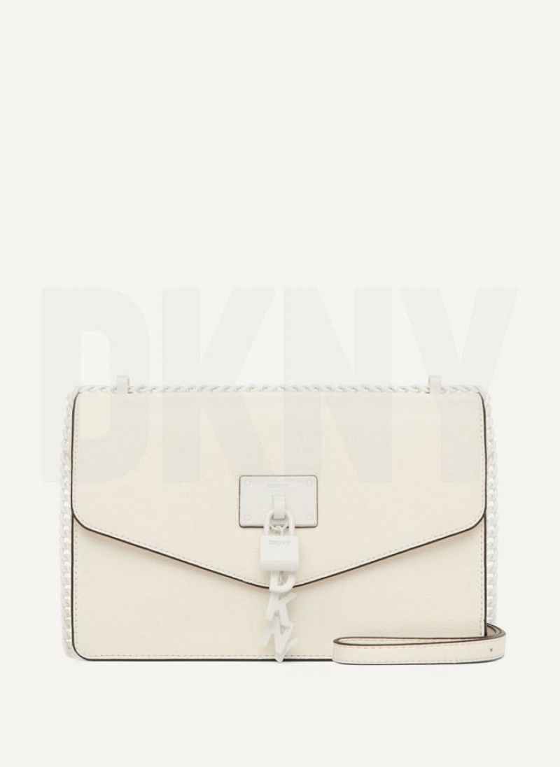 DKNY Elissa Large Flap Women's Shoulder Bags White | Ireland_D0486