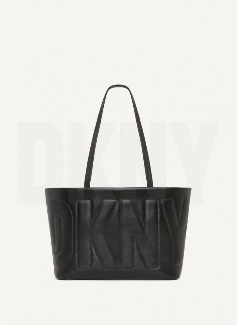 DKNY Elsa Medium Women\'s Tote Bags Black / Gold | Ireland_D0645