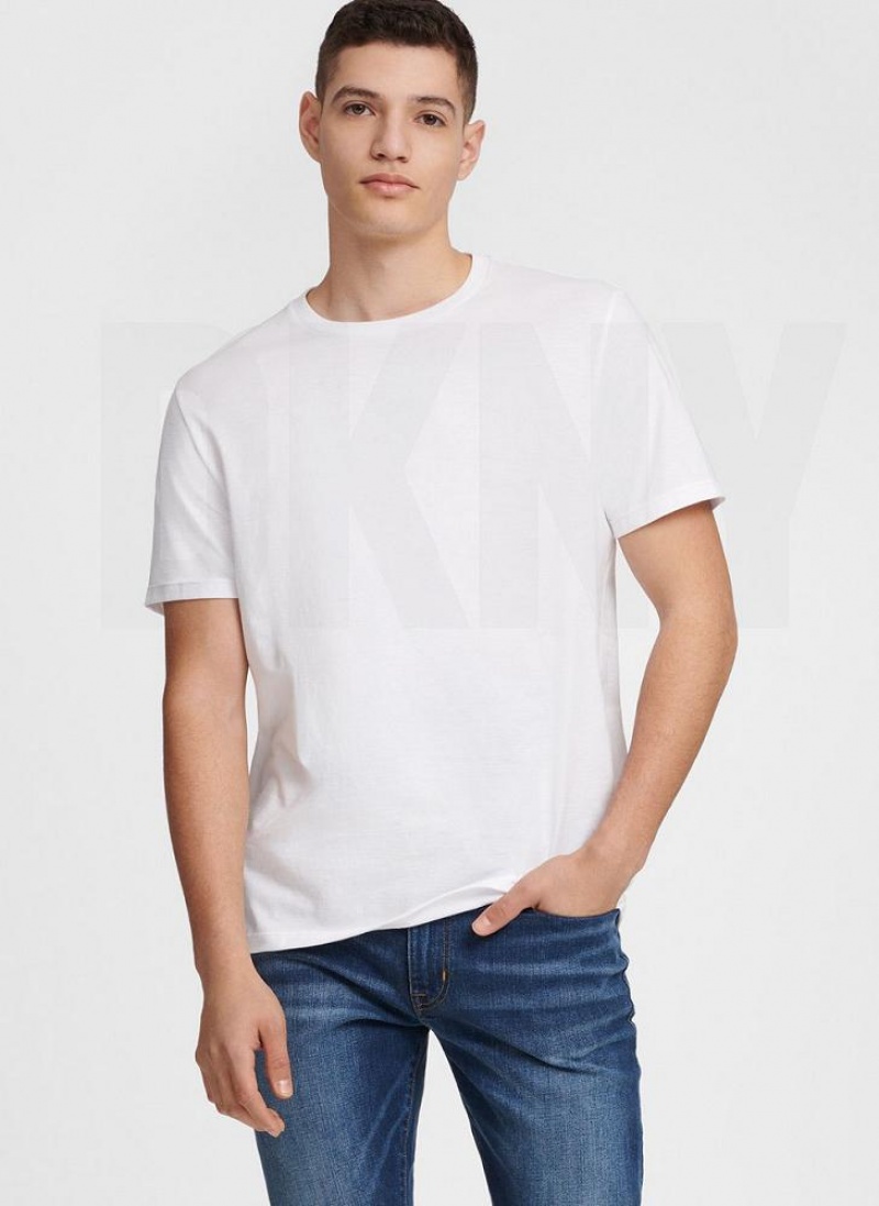 DKNY Essential Men's T Shirts White | Ireland_D0591