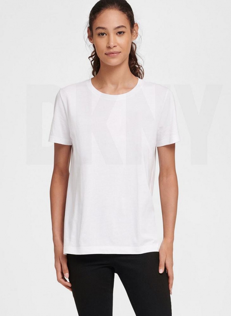 DKNY Essential Men's T Shirts White | Ireland_D0591