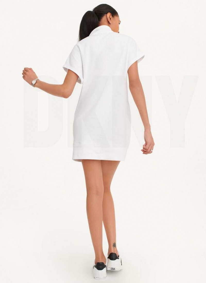 DKNY Exploded Applique Logo Sneaker Women's Dress White | Ireland_D0423