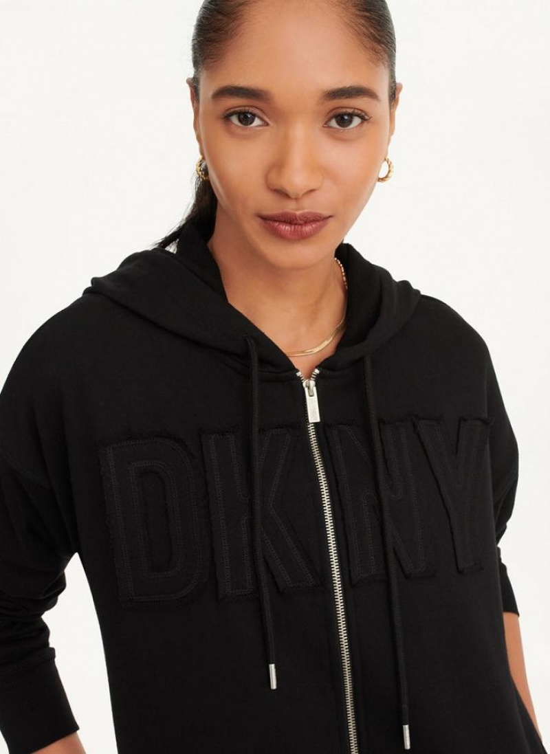 DKNY Exploded Applique Logo Women's Hoodies Black | Ireland_D0679