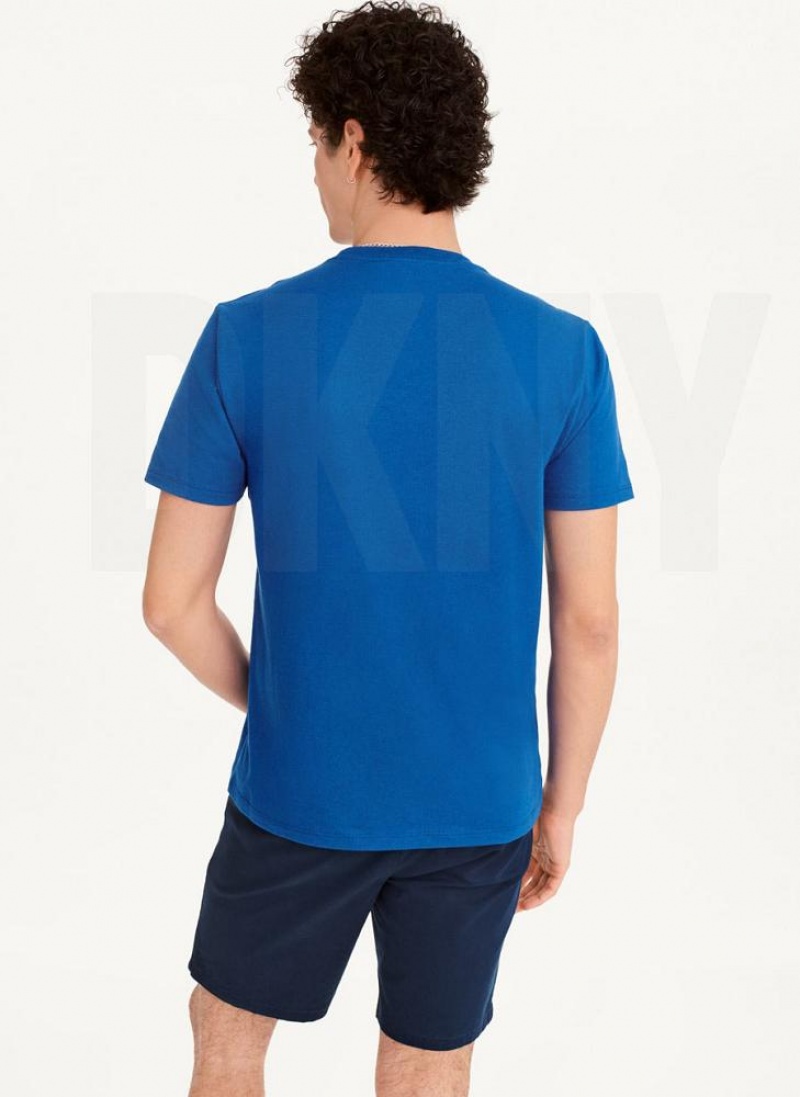 DKNY Exploded Logo Outline Men's T Shirts Blue | Ireland_D1957