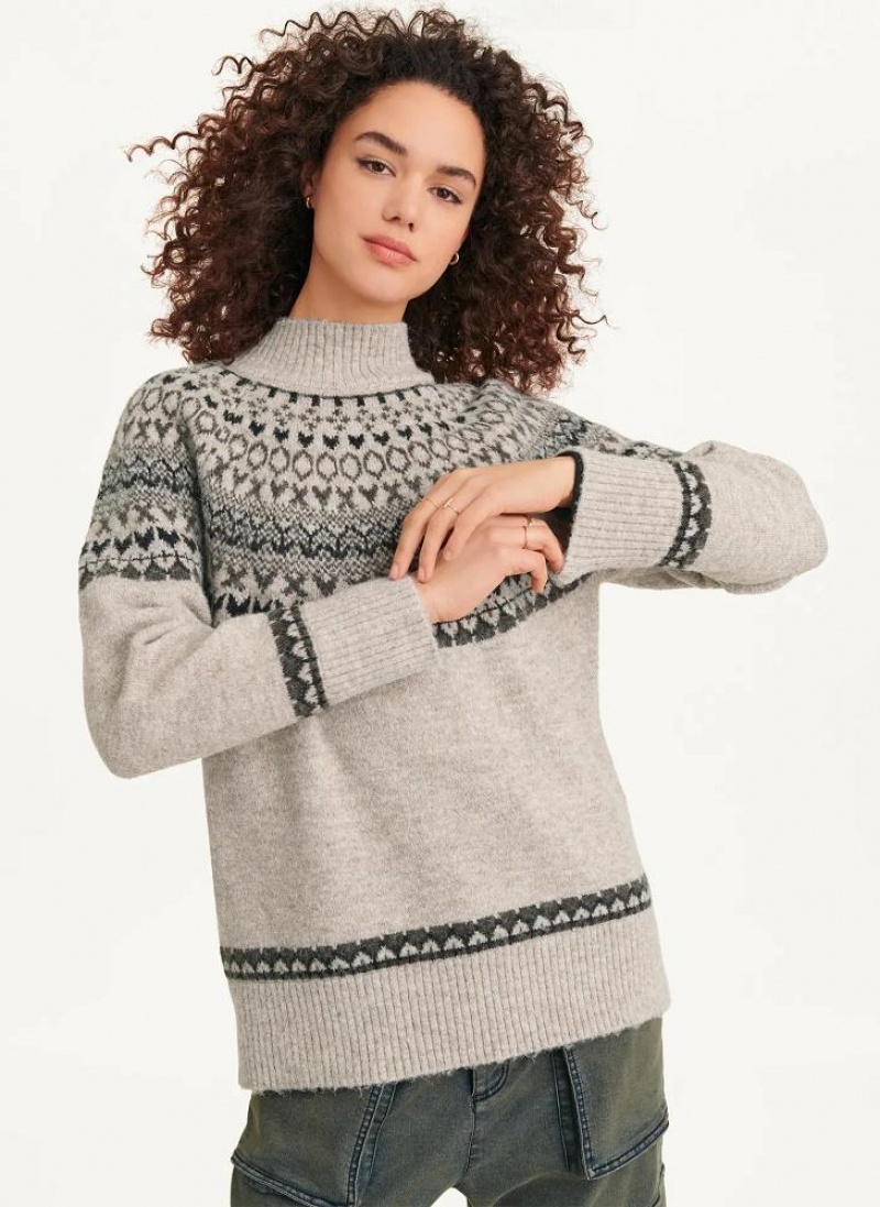 DKNY Fair Isle Women's Sweaters Beige | Ireland_D1188