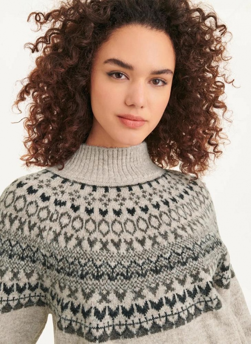 DKNY Fair Isle Women's Sweaters Beige | Ireland_D1188