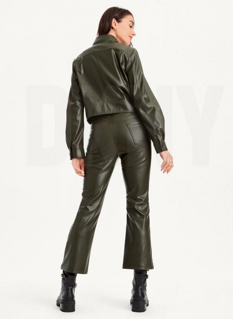 DKNY Faux-Leather Kick Flare Women's Pants Black | Ireland_D0757